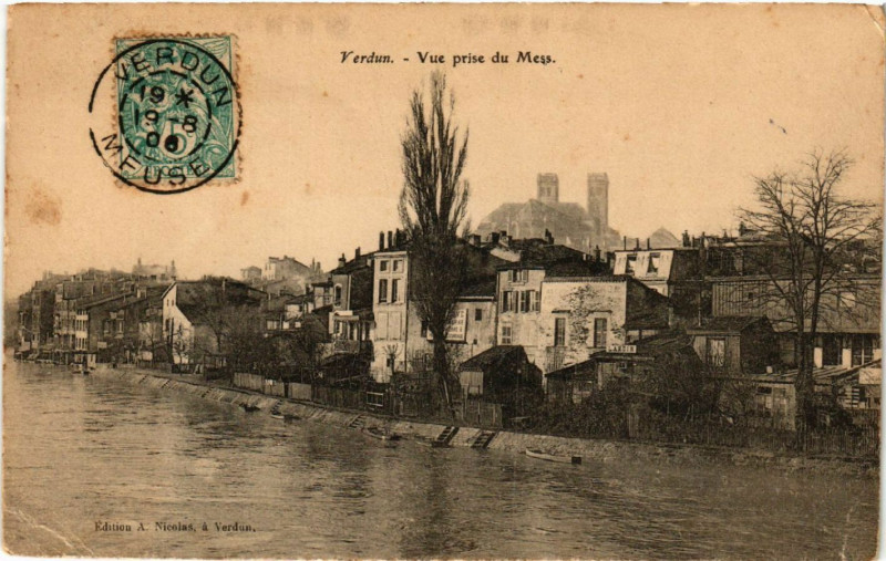 Carte postale ancienne Verdun - Vue prise de Mess à Verdun