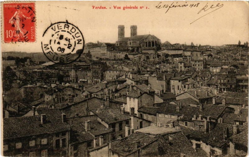 Carte postale ancienne Verdun - Vue générale à Verdun