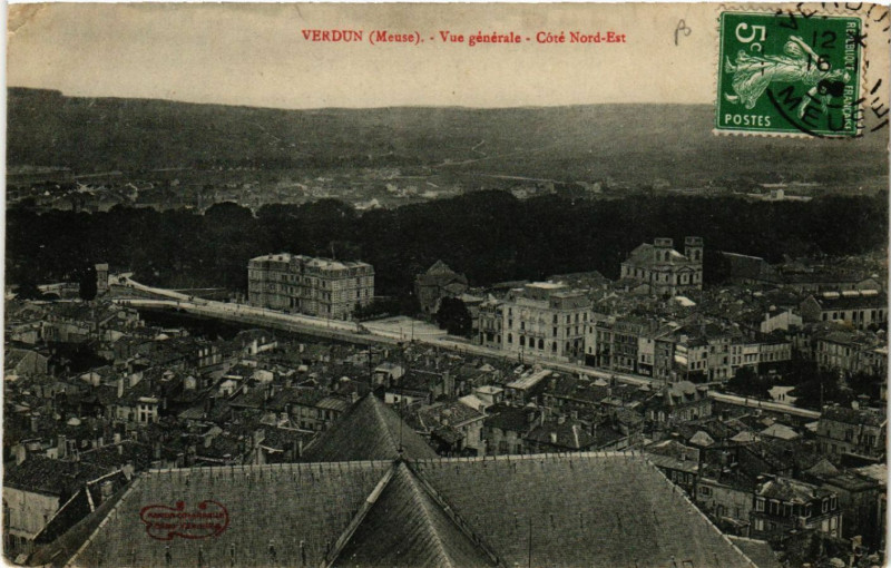 Carte postale ancienne Verdun - Vue générale - coté Nord-Est à Verdun