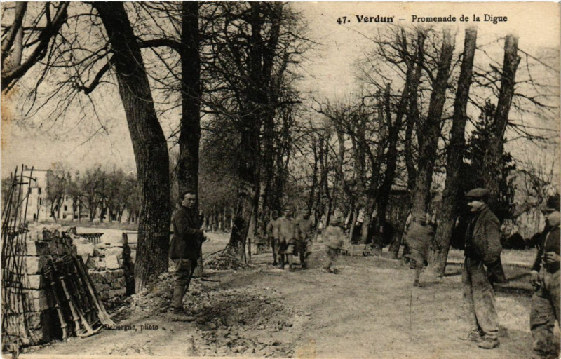 Carte postale ancienne Verdun - Promenade de la Digue à Verdun