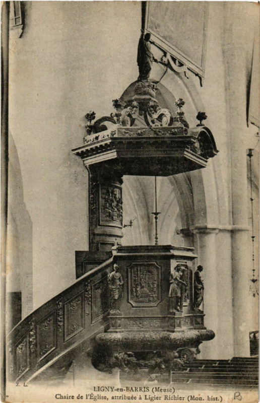 Carte postale ancienne Ligny-en-Barrois - Chaire de Eglise - attribuée a Ligier Richier à Ligny-en-Barrois