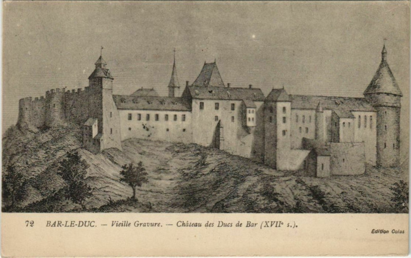 Carte postale ancienne Bar le Duc-Vieille Gravure-Cháteau des Ducs de Bar à Bar-le-Duc
