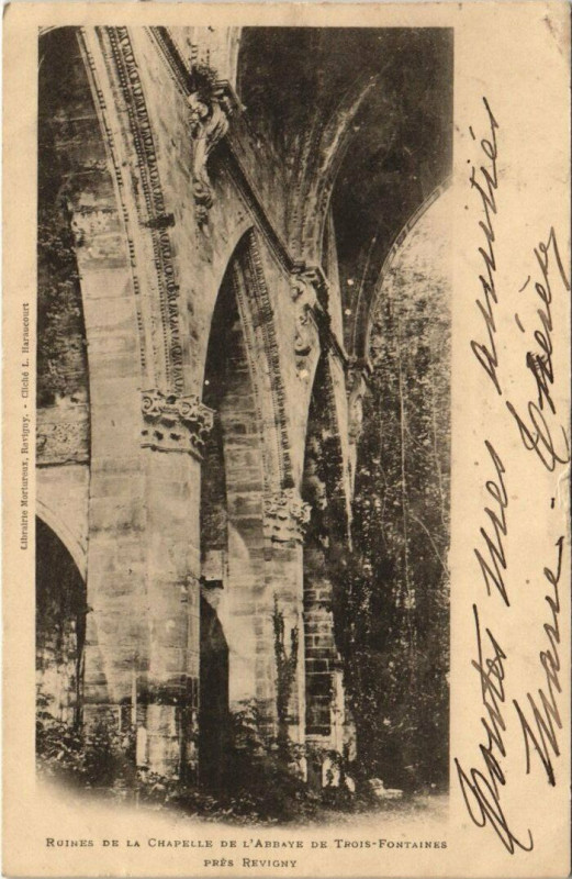 Carte postale ancienne Trois-Fointaines Ruines d la chapelle de l'Abbaye