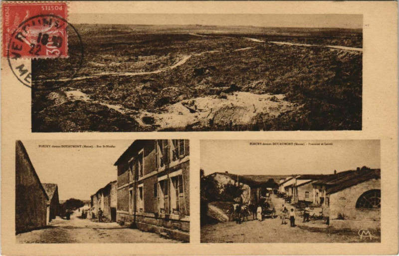 Carte postale ancienne Fleury - devant Douaumont avant et apres à Fleury-devant-Douaumont