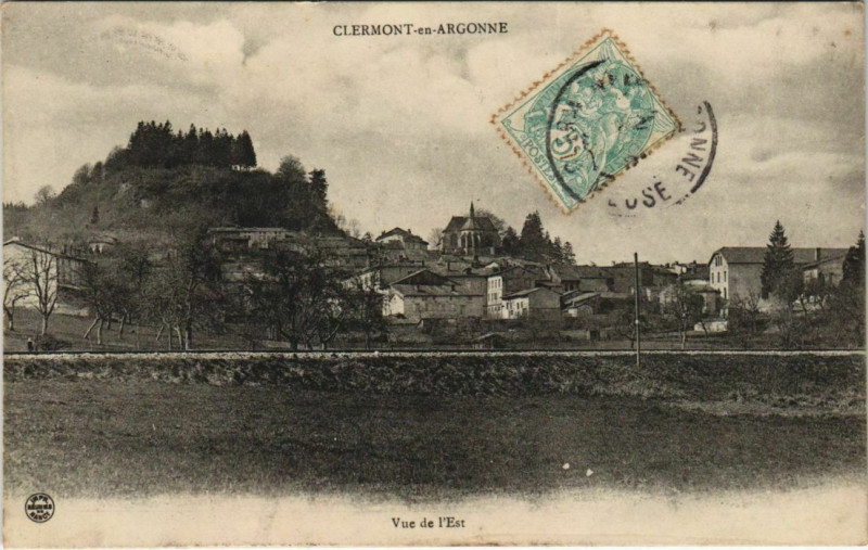 Carte postale ancienne Clermont-en-Argonne - Vue de l'est à Clermont-en-Argonne