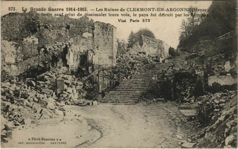 Carte postale ancienne Clermont-en-Argonne Les Ruines à Clermont-en-Argonne