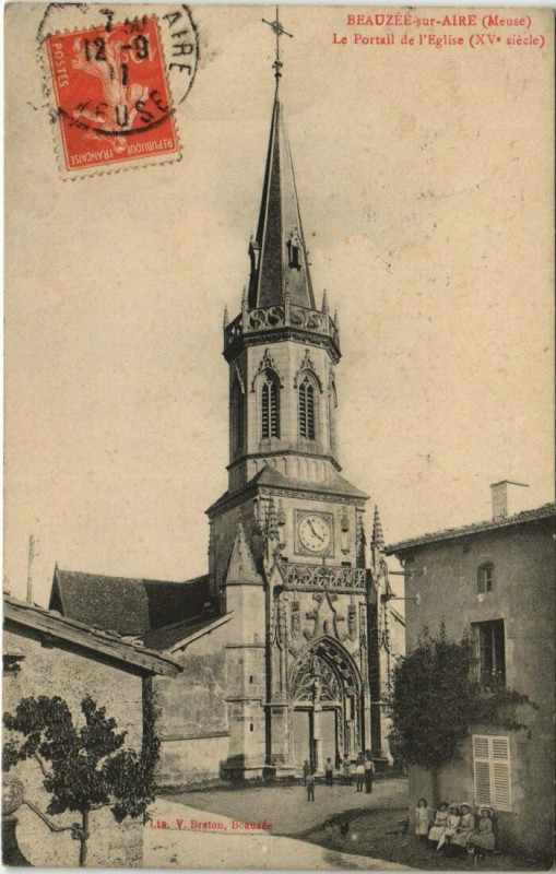 Carte postale ancienne Beauzee-sur-Aire - la portail de l'eglise