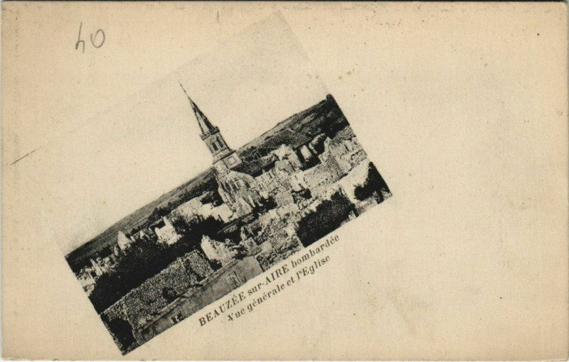 Carte postale ancienne Beauzee-sur-Aire bombardee