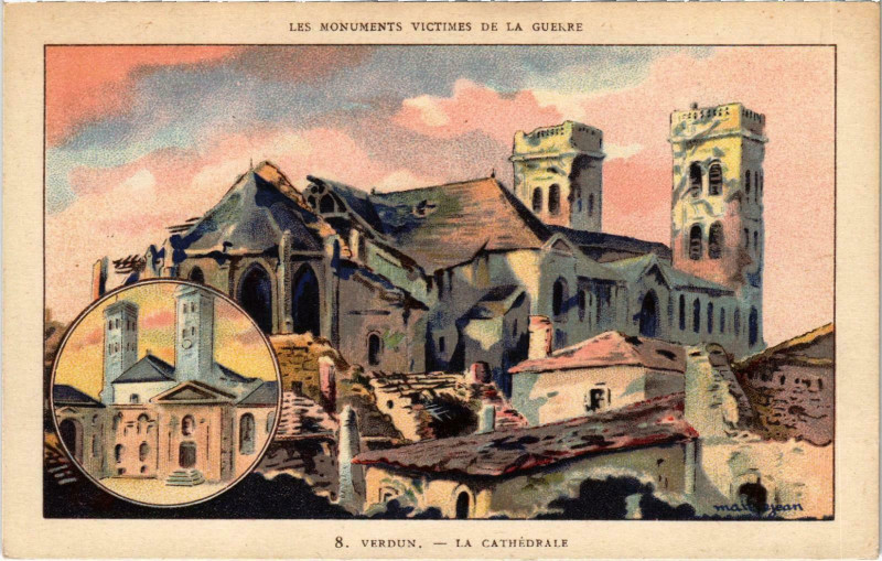 Carte postale ancienne Militaire Verdun - La Cathédrale à Verdun