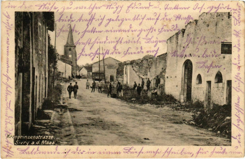 Carte postale ancienne Sivry-sur-Meuse - Sivry a. d. Maas - Kronprinzenstrasse à Sivry-sur-Meuse