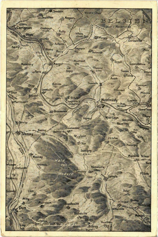 Carte postale ancienne Montmedy - Wald von Woevre - Vogelschaupostkarte à Montmédy