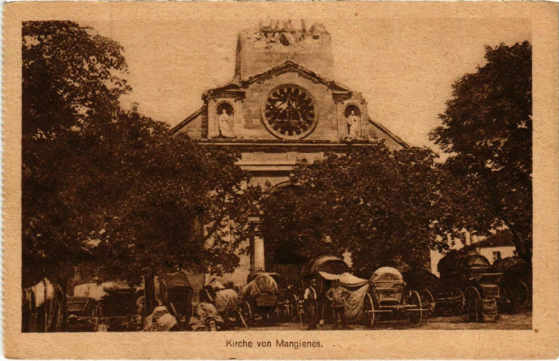Carte postale ancienne Mangiennes - Mangienes - L'Eglise - Kirche - Ruines à Mangiennes