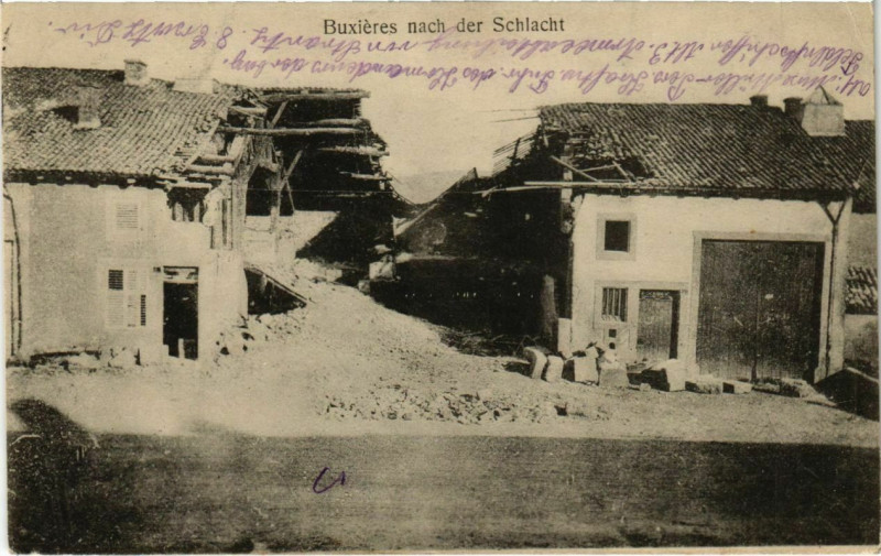Carte postale ancienne Buxieres nach der Schlacht - Town Scene - Ruines