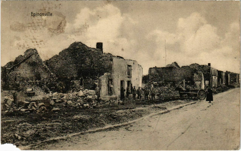 Carte postale ancienne Epinonville - Rue - Street Scenes - Ruines à Épinonville