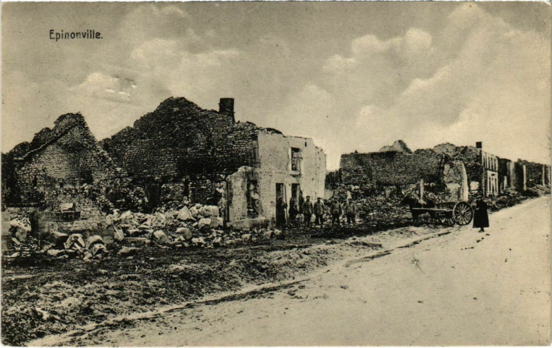 Carte postale ancienne Epinonville - Rue - Street Scenes - Ruines à Épinonville