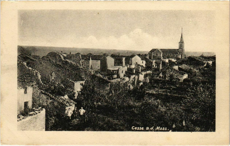 Carte postale ancienne Cesse - Cesse a. d. Mass - Vue Generale - Ruines à Cesse