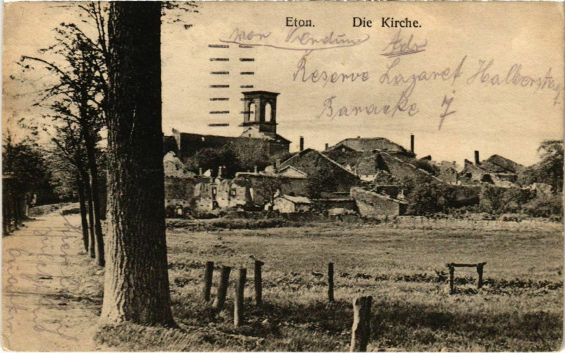 Carte postale ancienne Eton - L'Eglise - Die Kirche à Éton