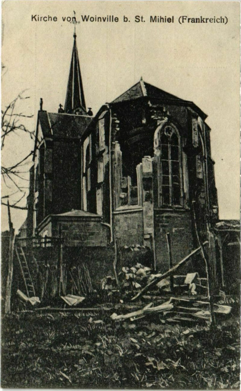 Carte postale ancienne Woinville bei Saint-Mihiel - L'Eglise - Kirche - Ruines à Saint-Mihiel