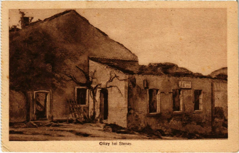 Carte postale ancienne Olizy bei Stenay - House Scene - Ruines à Stenay