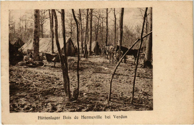 Carte postale ancienne Huttenlager Bois de Hermeville bei Verdun à Verdun