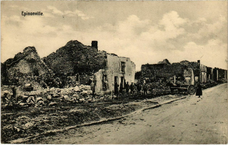 Carte postale ancienne Epinonville - Rue - Street Scenes - Ruines à Épinonville