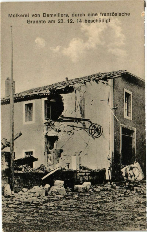 Carte postale ancienne Molkerei von Damvillers - Durch Eine Franzosische Granate à Damvillers
