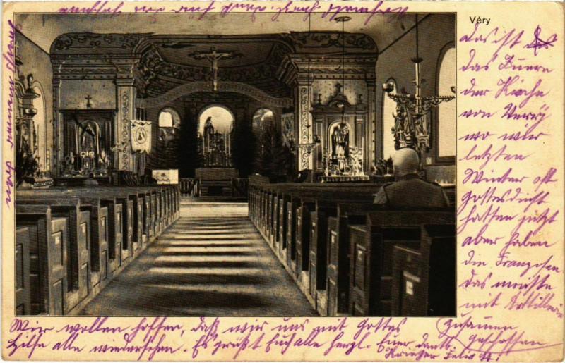 Carte postale ancienne Very - L'Eglise - Kirche - Interieur à Véry