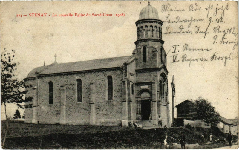 Carte postale ancienne Stenay - La Nouvelle Eglise du Sacre-Coeur - 1908 à Stenay