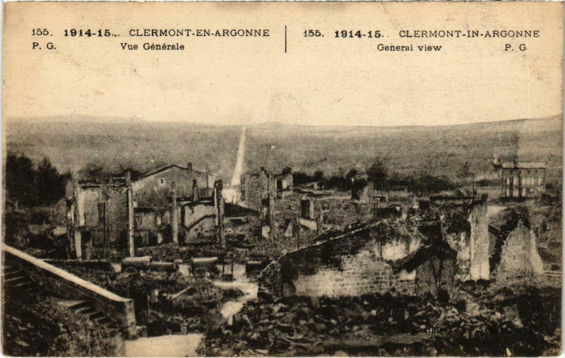 Carte postale ancienne Militaire Clermont-en-Argonne - Vue Générale à Clermont-en-Argonne