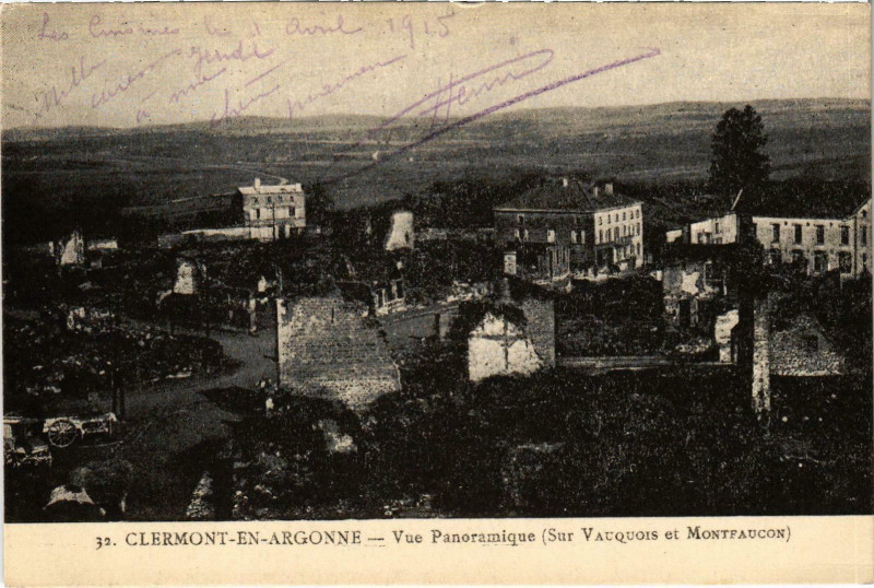 Carte postale ancienne Militaire Clermont-en-Argonne - Vue panoramique à Clermont-en-Argonne