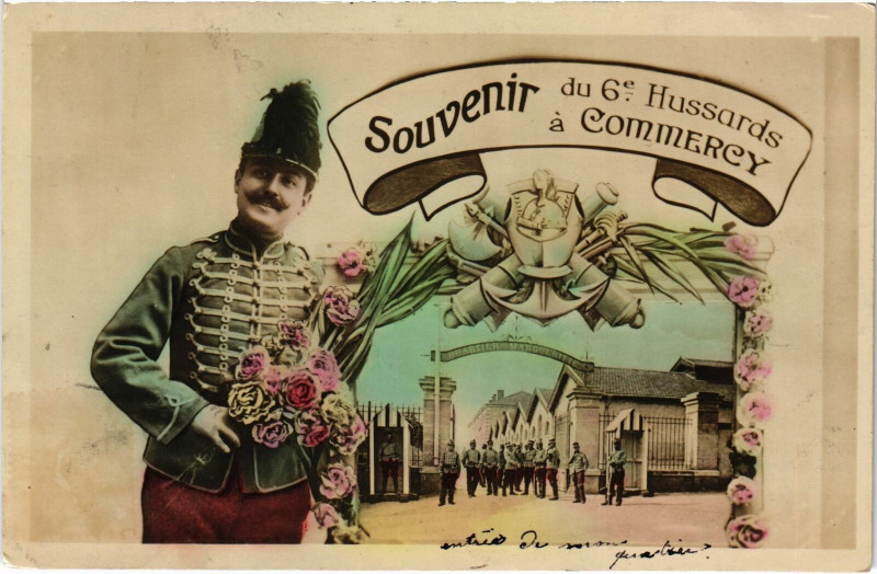 Carte postale ancienne Militaire Commercy - Souvenir du 6e Hussards á Commercy à Commercy