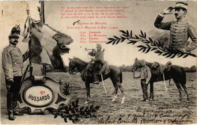 Carte postale ancienne Militaire Commercy - 6e Hussards à Commercy