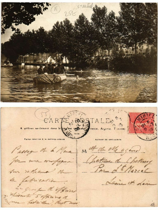 Carte postale ancienne Carte photo Saint-Mihiel Passage a la Meuse à Saint-Mihiel