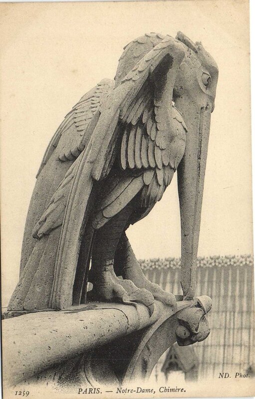 Carte postale ancienne Notre-Dame, Chimère à Paris 4e