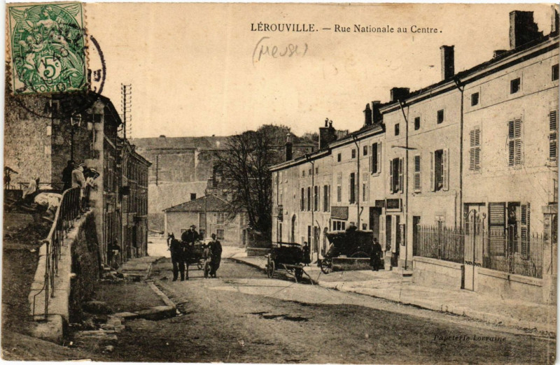 Carte postale ancienne Lerouville - Rue Nationale au Centre à Lérouville