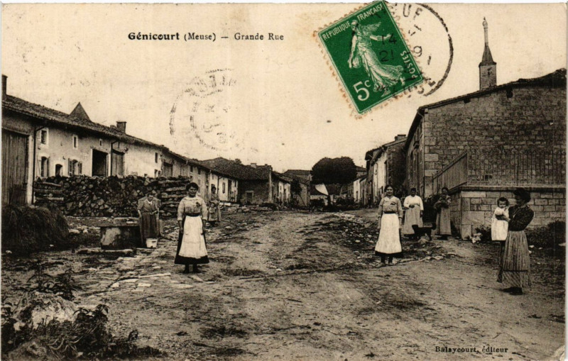 Carte postale ancienne Genicourt - Grande Rue