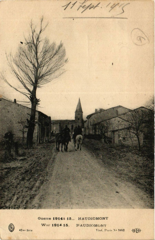 Carte postale ancienne Guerre 1914-15 Haudiomont à Haudiomont