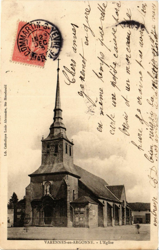 Carte postale ancienne Varennes-en-Argonne - L'Eglise à Varennes-en-Argonne