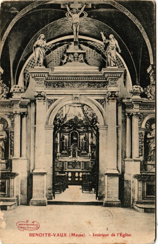 Carte postale ancienne Benoite-Vaux - Interieur de l'Eglise