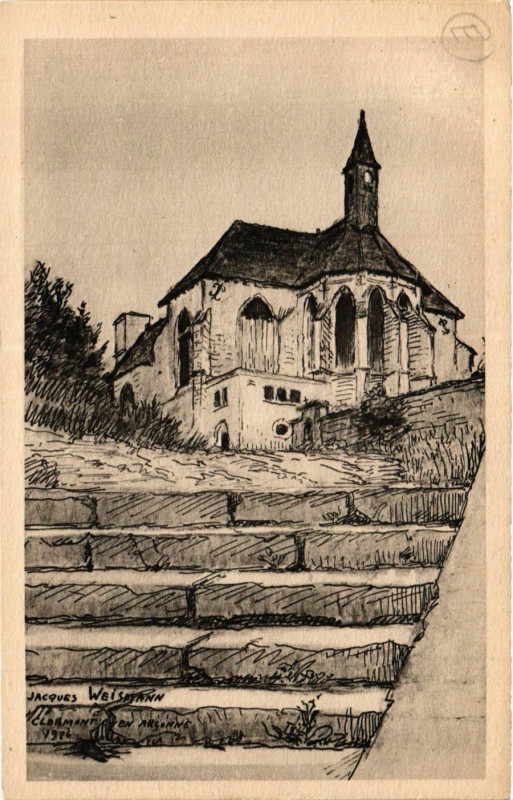 Carte postale ancienne Clermont-en-Argonne - L'Eglise, d'ap.un dessin de J. Weismann à Clermont-en-Argonne