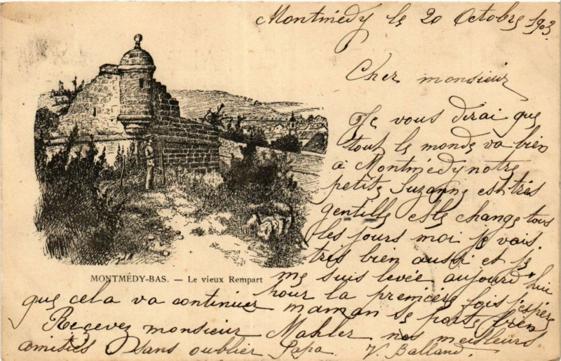 Carte postale ancienne Montmedy-bas - Le vieux Rempart à Montmédy