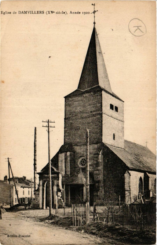Carte postale ancienne Eglise de Damvillers, Annee 1920 à Damvillers