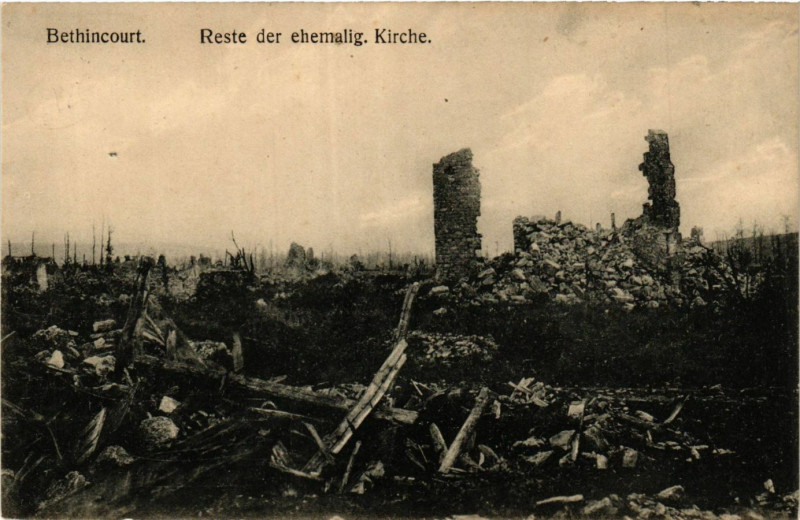 Carte postale ancienne Bethincourt Reste der elhermalig. Kirche à Béthincourt