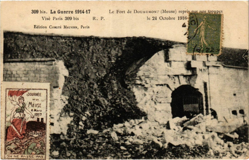 Carte postale ancienne 1914-17 - Le Fort de Douaumont(Meuse)- repris par nos troupes le