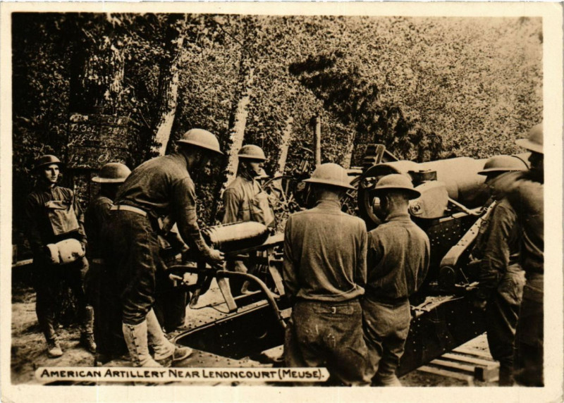 Carte postale ancienne American artillery near Lenoncourt
