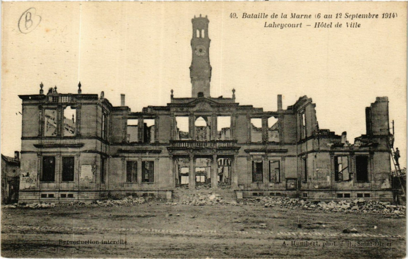 Carte postale ancienne Bataille de la Marne (6 au 12 Sept. 1914) - Laheycourt - Hotel de à Laheycourt