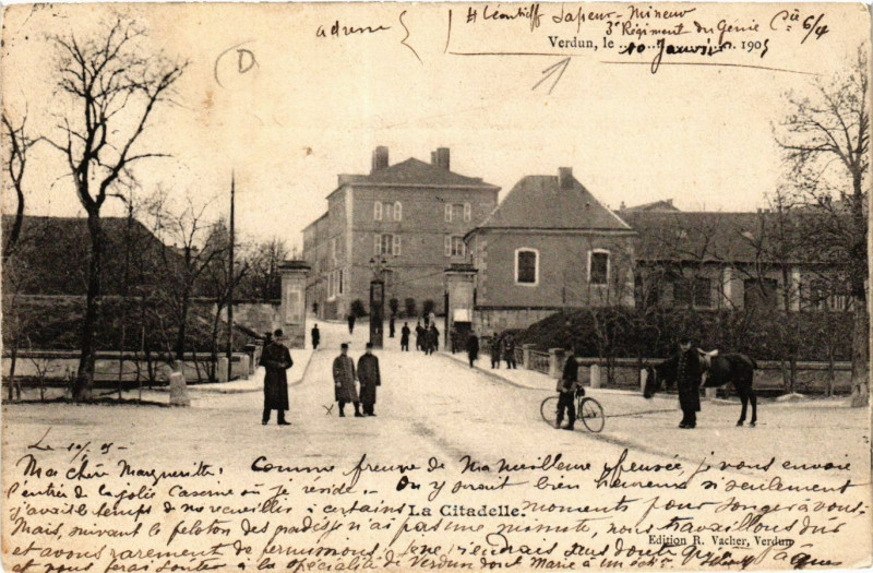 Carte postale ancienne Verdun, le .. 10 Janvier 1905  ... - La Citadelle à Verdun