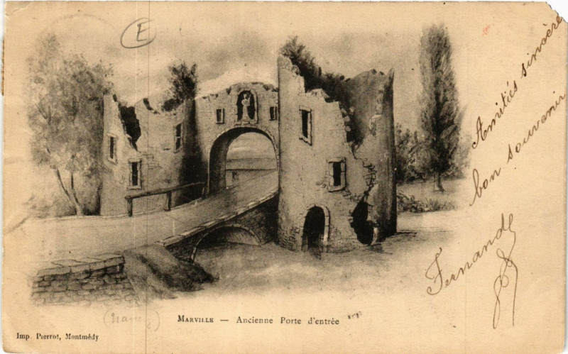 Carte postale ancienne Marville -Ancienne Porte d'entrée à Marville