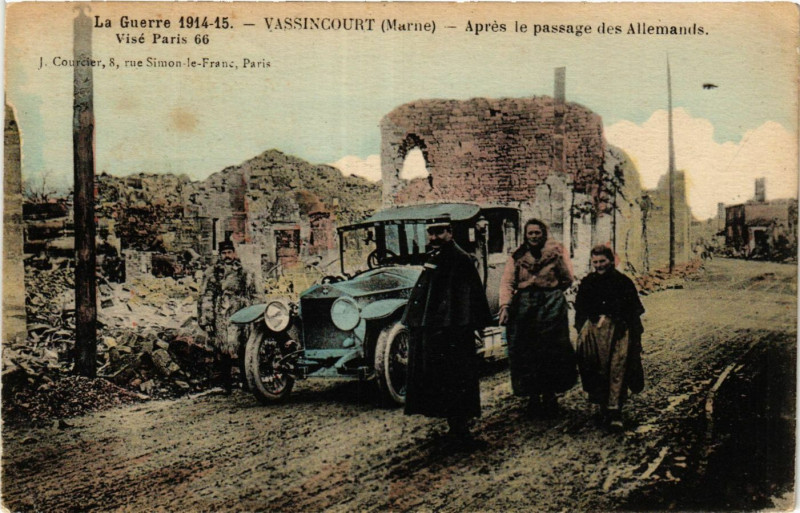 Carte postale ancienne 1914-15. Vassincourt (Marne) -Aprés le passage des Allemands à Vassincourt