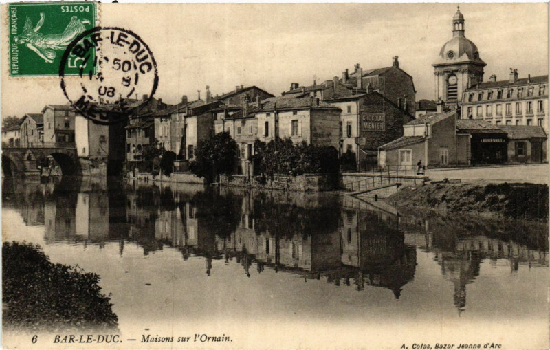 Carte postale ancienne Bar-le-Duc - Maisons sur l'Ornain à Bar-le-Duc